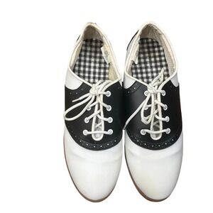 Predictions Saddle Shoes Women Size 8 White Black Retro 50s Sock Hop Oxfords